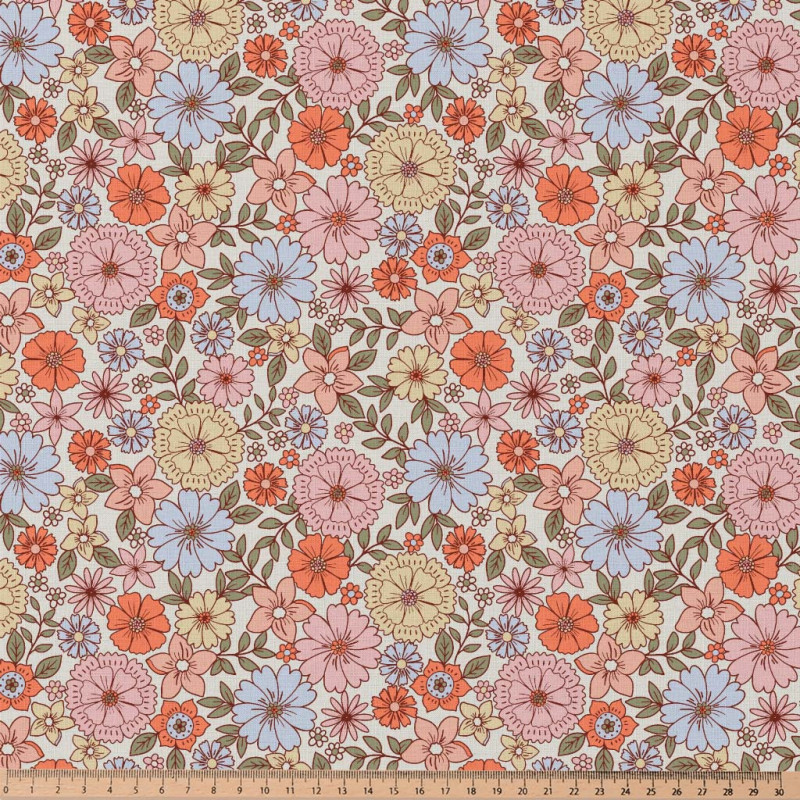 Acryl Coated Cotton BRIGITTE White / Vintage Multicolored